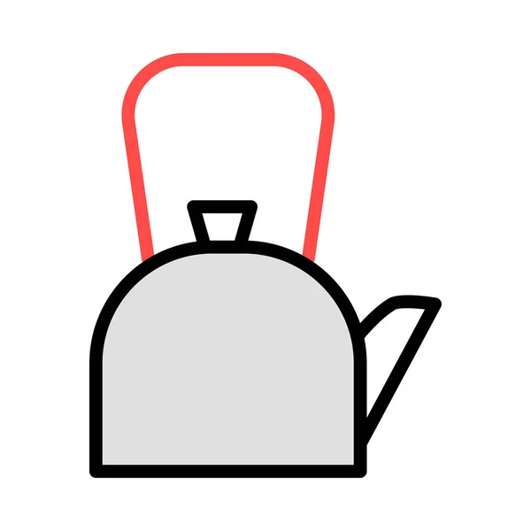 Hot Tea Kettle Flat Icon Vector Illustration — Stock Vector