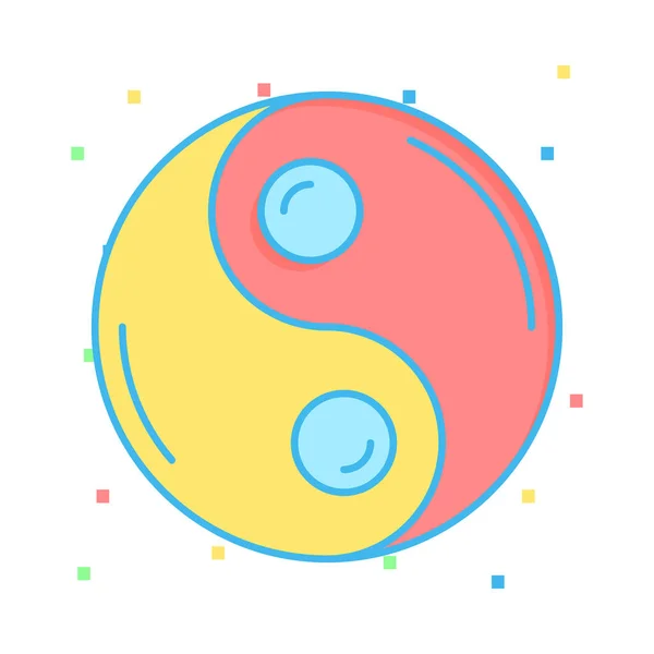 Yin Yang Icono Plano Aislado Sobre Fondo Blanco Vector Ilustración — Archivo Imágenes Vectoriales