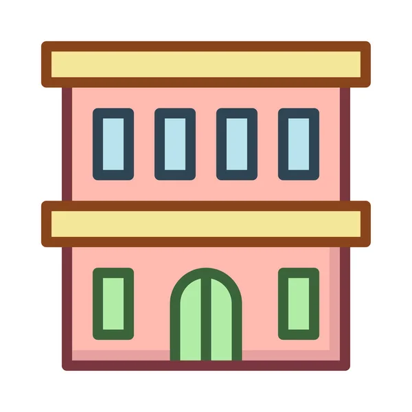 Edificio Del Hotel Icono Plano Vector Ilustración — Archivo Imágenes Vectoriales