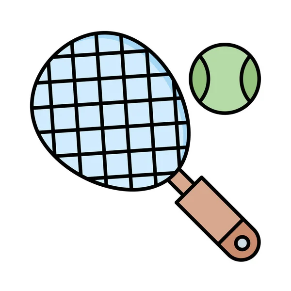 Raqueta Tenis Con Bola Icono Plano Aislado Sobre Fondo Blanco — Vector de stock