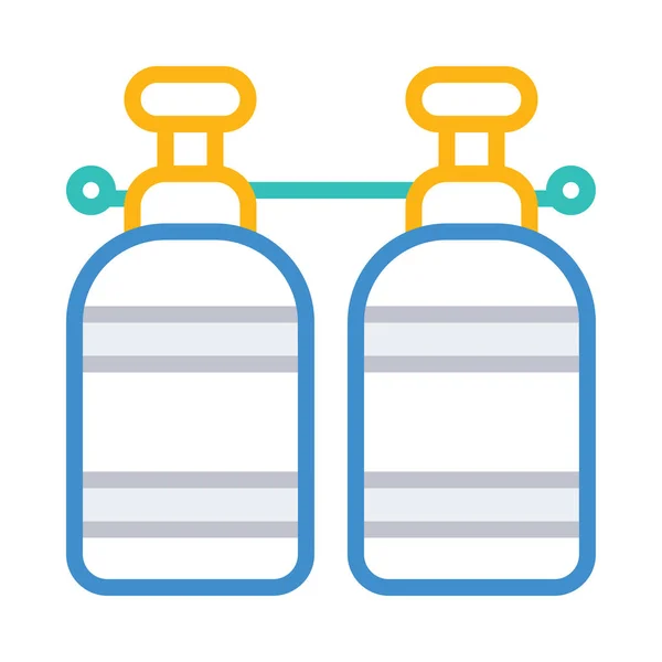 Sauerstoffflaschen Für Schwimmflache Symbol Vektor Illustration — Stockvektor