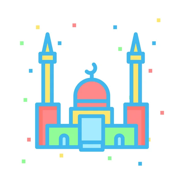 Muslimische Gebetsmoschee Flaches Symbol Vektor Illustration — Stockvektor