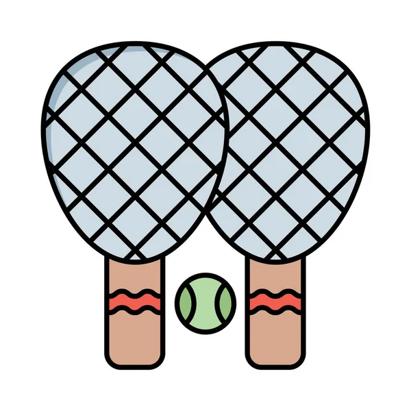 Raquetas Tenis Con Bola Icono Plano Aislado Sobre Fondo Blanco — Vector de stock