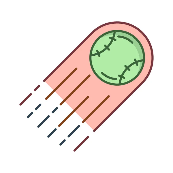 Honkbal Schot Gooien Platte Pictogram Geïsoleerd Een Witte Achtergrond Vector — Stockvector