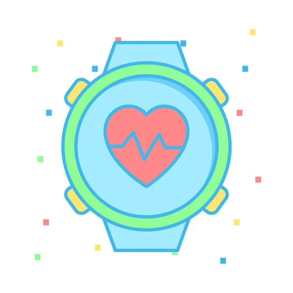 Reloj Con Corazón Icono Plano Vector Ilustración — Vector de stock