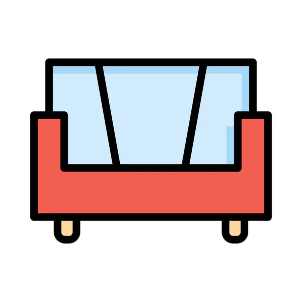 Sofa Platte Pictogram Vector Illustratie Interieur Concept — Stockvector