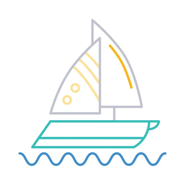 Yacht Flaches Symbol Isoliert Auf Weißem Hintergrund Vektor Illustration — Stockvektor