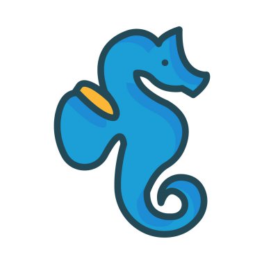 deniz atı düz simgesi, vektör, illüstrasyon