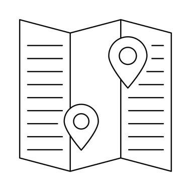 konumu pimleri harita düz simgesi, vektör, illüstrasyon 