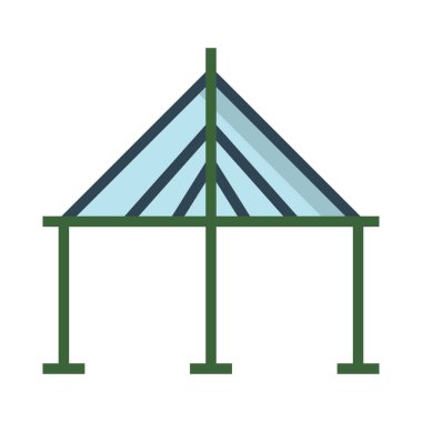 kamp çadırı düz simgesi, vektör, illüstrasyon