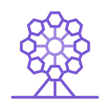 Dönme dolap açık hava eğlence düz simgesi, vektör, illüstrasyon