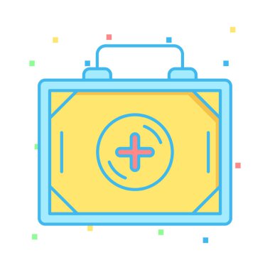 ilk yardım çantasında düz simgesi, vektör, illüstrasyon