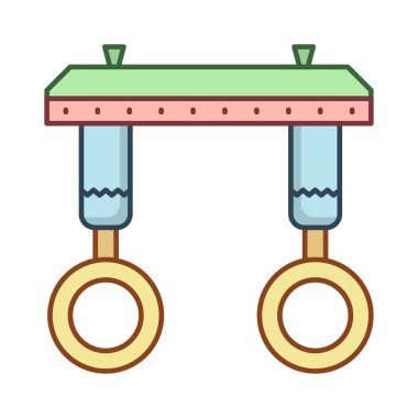 Beyaz arka plan, vektör, illüstrasyon izole jimnastik yüzük düz simgesi