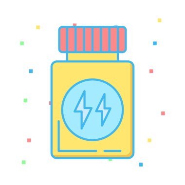 Beyaz arka plan, vektör, illüstrasyon izole protein şişe düz simgesi