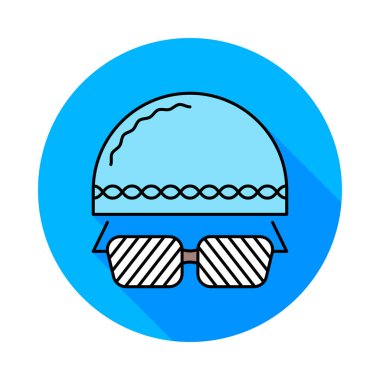 Gözlük şapka düz simgesi, vektör, illüstrasyon ile yüzme