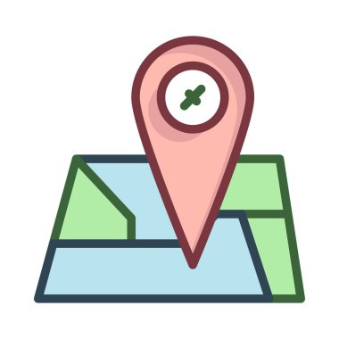 konumu PIN harita düz simgesi, vektör, illüstrasyon 