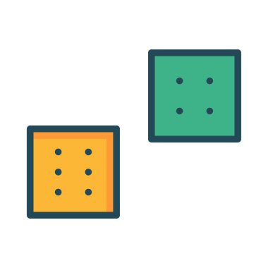 zar oyunu düz simgesi, vektör, illüstrasyon 