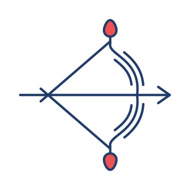 Beyaz arka plan, vektör, illüstrasyon izole okçu ok ve yayla düz simgesi 