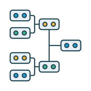 Hiyerarşi grafik düz simgesi beyaz arka plan, vektör, illüstrasyon izole