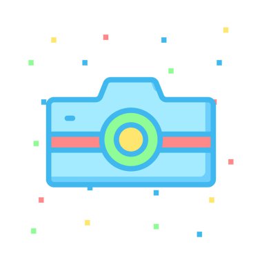 kamera düz simgesi, vektör, illüstrasyon, fotoğraf kavramı