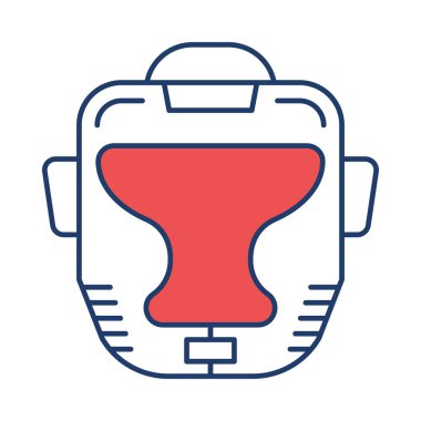 boks koruma kask düz simgesi beyaz arka plan, vektör, illüstrasyon izole   