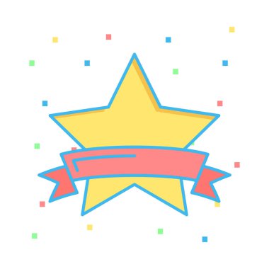 yıldız ödülü düz simgesi beyaz arka plan, vektör, illüstrasyon izole