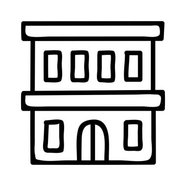 Otel binası düz simgesi, vektör, illüstrasyon