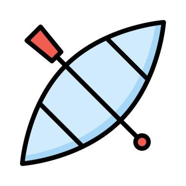 Kano kürek düz simgesi beyaz arka plan, vektör, illüstrasyon izole  