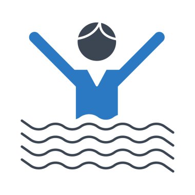 Yüzme Havuzu düz simgesi beyaz arka plan, vektör, illüstrasyon izole