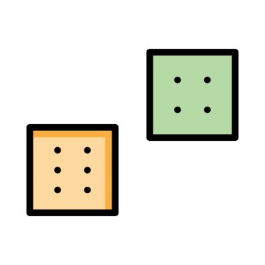 zar oyunu düz simgesi, vektör, illüstrasyon 