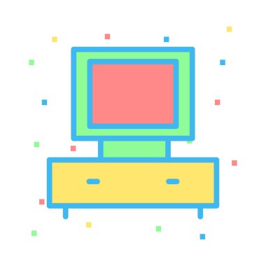 LCD ekran düz simgesini, vektör, illüstrasyon