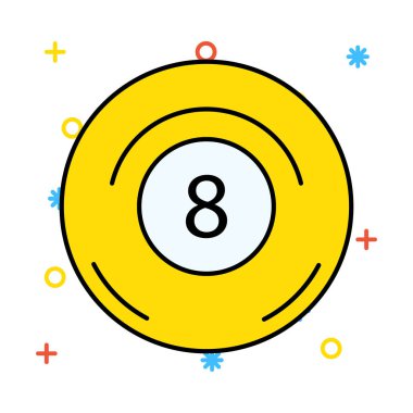 Bilardo topu düz simgesi beyaz arka plan, vektör, illüstrasyon izole 