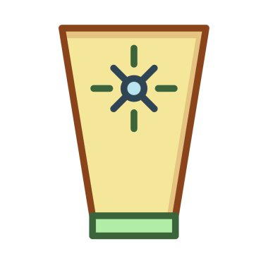 Tüp Güneş kremi krem düz simgesi, vektör, illüstrasyon