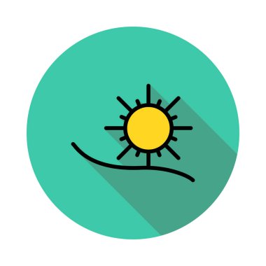 yaz güneş düz simgesi, vektör, illüstrasyon