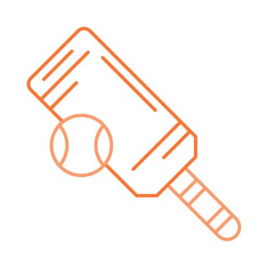 Beyaz arka plan, vektör, illüstrasyon izole kriket sopası ve topu düz simgesi 