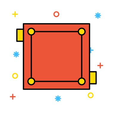 karambol kurulu tablo oyun düz simgesi beyaz arka plan, vektör, illüstrasyon izole