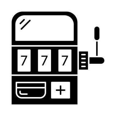 slot makinesidir düz simgesi beyaz arka plan, vektör, illüstrasyon izole