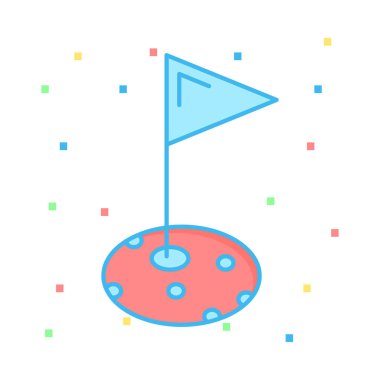 golf bayrak düz simgesi beyaz arka plan, vektör, illüstrasyon izole