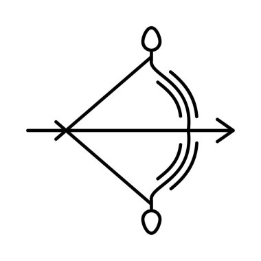 Beyaz arka plan, vektör, illüstrasyon izole okçu ok ve yayla düz simgesi 