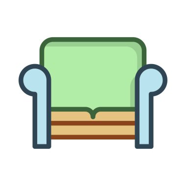 Kanepe düz simgesi, vektör, illüstrasyon  