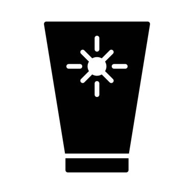 Tüp Güneş kremi krem düz simgesi, vektör, illüstrasyon