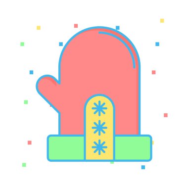 Yün mitten düz simgesi beyaz arka plan, vektör, illüstrasyon izole 