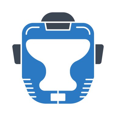 boks koruma kask düz simgesi beyaz arka plan, vektör, illüstrasyon izole   