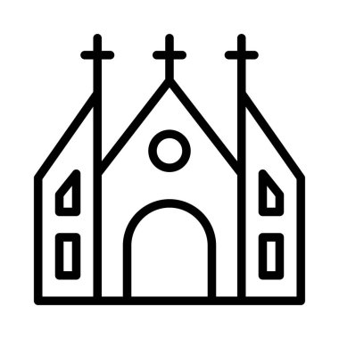 Katolik Kilisesi inşaat düz simgesi, vektör, illüstrasyon  