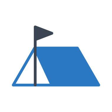 açık kamp çadırı düz simgesi, vektör, illüstrasyon 