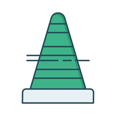 Dur koni düz simgesi beyaz arka plan, vektör, illüstrasyon izole