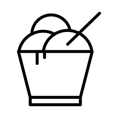 kase dondurma düz simgesi, vektör, illüstrasyon 