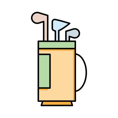 golf çanta düz simgesi beyaz arka plan, vektör, illüstrasyon izole