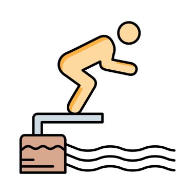 Yüzme Havuzu düz simgesi beyaz arka plan, vektör, illüstrasyon izole