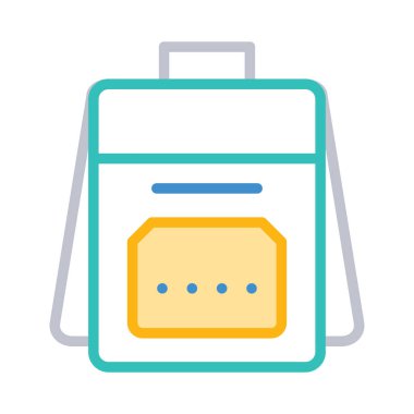 Seyahat sırt çantası düz simgesi, vektör, illüstrasyon